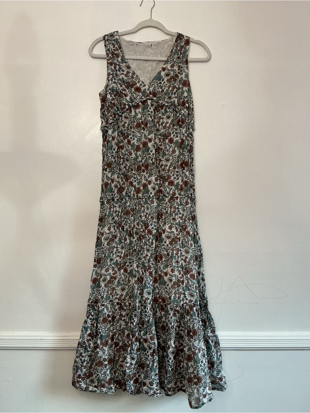 Floral Maxi Dress in Green and Brown